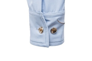 เสื้อเชิ้ตผู้ชายทรงแปลกตา ปักลายหรูหรา กระดุมเฉียง เสื้อเชิ้ตแขนยาวลำลอง ยี่ห้อ EVERGLOW ผ้าฝ้ายแท้ 100% - Product Image 4