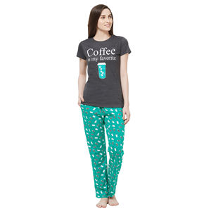 Conjuntos de pijama con estampado de dibujos animados de franela de algodón de talla grande para mujer - Product Image 1