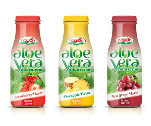 Healthy HACCP Aloe Vera Juice Manufacturer No Preservatives 280ml Glass Bottle Wholesale Price OEM - Product Image 2