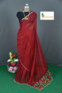 Beau travail imprimé papillon de couleur noire de concepteur avec Saree en soie Georgette avec chemisier non cousu Party Wear Meilleur prix Apparelgarment - Product Image 5