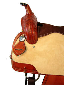 Juego de sillín inglés de cuero genuino Premium para Barrel Racing Western Horse Tack Múltiples tamaños 14 "-18" Variedad de colores disponibles - Product Image 5