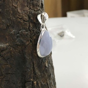 จี้925ทำด้วยมือเงินสเตอร์ลิงผ้าลูกไม้สีฟ้าพลอยโมราดีไซน์เรียบง่ายไม่ซ้ำใครดีไซน์แบบฝาปิด - Product Image 4