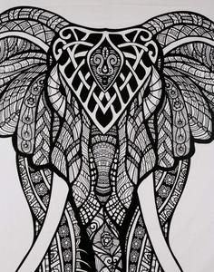 Voi <span class=keywords><strong>psychedelic</strong></span> <span class=keywords><strong>Mandala</strong></span> tấm thảm màu đen trắng Ấn Độ bông tường treo Boho Hippie Thảm trang trí cho trang trí nội thất trang trí - Product Image 2