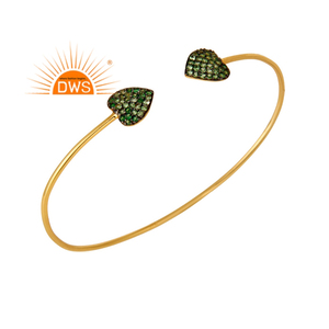 925 Sterling Silver Natural Tsavorite Gemstone Cuff <b>Bracelet</b> For Women Jewelry Manufacturer - Product Image 1