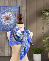 Fabrication en Usine Foulard Carré en Soie Sergée Satin 100% Pure pour Femmes, Impression Numérique, Emballage Personnalisé Style Fille