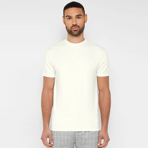 T-shirts à col montant en coton stretch pour hommes T-shirt de luxe en coton spandex - Product Image 5