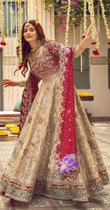 Collection de mariage 2021, magnifique robe de mariée Lehenga Choli, style indien/pakistanaise, travail de broderie lourde en soie Zardozi - Product Image 2