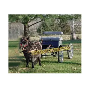 Horse Drawn Gig Designer Black Horse Drawn Mini Carriage Manufacturer and Exporter Latest Pony Horse Carriages for Wedding Ride