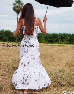 OEM OTM ชุดราตรีแขนกุดสำหรับฤดูร้อนมีคุณภาพ2025ผ้านิ่มหลากสียืดหยุ่นพิมพ์ลายยาวถึงพื้น - Product Image 4