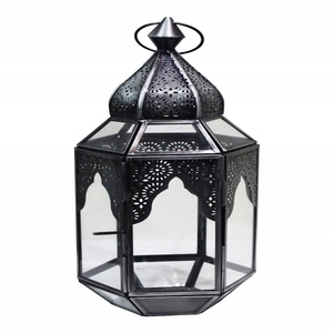 Lanterne à bougie en verre de qualité durable, design artisanal, lanterne à bougie tempête pour la décoration de mariage et de fête - Product Image 1