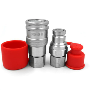 Raccordi a Sgancio Rapido da 3/8 Pollici con Valvola Piatta e Connettore, Estremamente a Basso Sgocciolamento, Adatti per Linee Idrauliche - Product Image 1