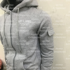2025 Premium <b>Men's</b> <b>Grey</b> Zipper Hood <b>Sweatshirts</b> Solid Drop Shoulder Tracksuit Embroidered Technique Winter Outdoor Fashion Wear - Product Image 3