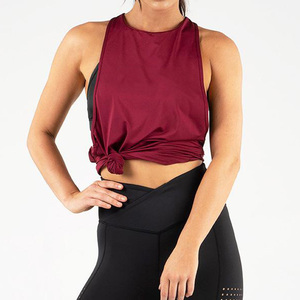 High Quality Casual Fitness Tank <b>Top</b> For Women's Maroon Color Quick Drying Sleeveless Breathable Sports Tank <b>Top</b> For Ladies - Product Image 2