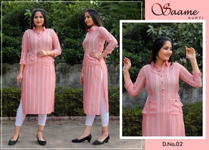 ชุดลำลองผ้าฝ้ายพิมพ์ลาย A-Line เคอร์ติสเรียบง่ายพร้อมกระเป๋าสำหรับผู้หญิงชุดประจำชาติอินเดียแฟชั่นการผลิต2022 - Product Image 2