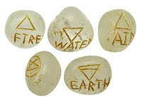 Lot de 7 Pierres de Chakra en Cristal Naturel de Haute Qualité, 4 Pierres d'Agate Sculptées, Symbole Élémentaire Wiccan, Pagane, Spirituel, Reiki, Amour