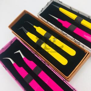 Venta al por mayor de pinzas de extensión de pestañas personalizadas con punta de plata y mango de agarre de diamante Logotipo de etiqueta privada ofrecido visón - Product Image 6