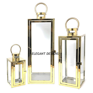New Arrival Gold Plated Metal Lantern Classic Stylish <b>Square</b> Shape Modern Fast Selling Premium Quality <b>Candle</b> Lantern Christmas - Product Image 1