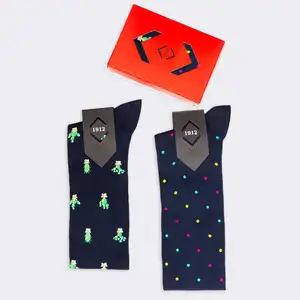 Chaussettes hautes pour hommes, chaussettes en coton, idéal pour des cadeaux spéciaux, différents motifs, usine italienne,