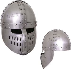 Casque de guerrier médiéval Viking Norman de couleur argent avec doublure en cuir FRP Mas Armor pour la boxe et les sports de saleté - Product Image 3