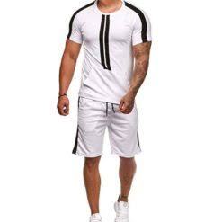 Pantalones cortos deportivos de verano con diseño personalizado para hombre, parte inferior activa de algodón y poliéster de talla grande con logotipo personalizado, conjunto de camisa deportiva a la moda para adultos - Product Image 5