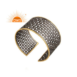 CZ Set Bangle Designer Rhodium Plated 925 <b>Silver</b> Statement Wide <b>Cuff</b> Bangle Manufacturer Jewelry Classic Collection - Product Image 1