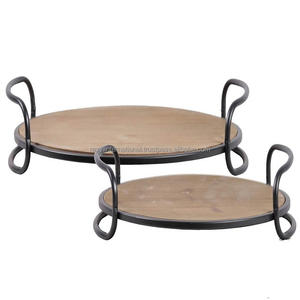 Cerf en métal poignée visage plateau en bois - Product Image 2