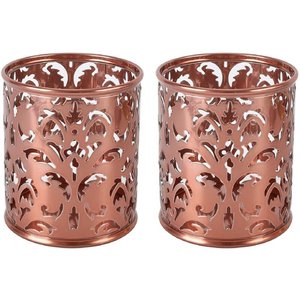 Porte-stylo rond en métal plaqué cuivre parfait pour l'organisation du bureau dans n'importe quel espace de travail à la maison ou au bureau - Product Image 4