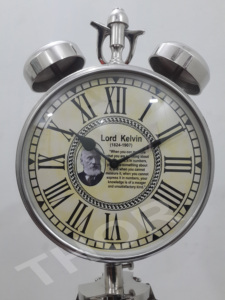 Decorative Table Clock Chrome Finishes Brown Clock on Tripod Wood Stand Office School Leather Table Clock Study Room Home Decor - Product Image 5