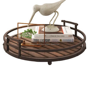 Plateau de service en bois et fer et plateau décoratif avec poignées en fer pour le fabricant de décoration de Table et l'exportation - Product Image 1