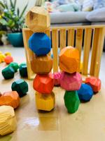 Tumi Ishi-Juego de piedras sensoriales de apilamiento Montessori, piedras de equilibrio de madera, bloques de construcción para bebés