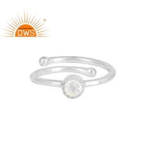 Couronne En Forme D'arc-En-Ciel Pierre De Lune Anneau de Pierres Précieuses Bijoux Grossiste 925 Faits à la main En Argent Sterling Bague Bijoux - Product Image 1