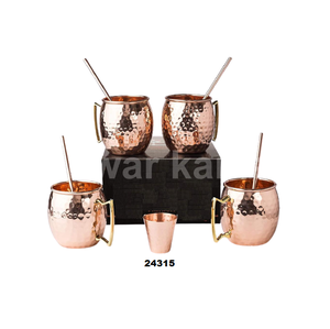 <b>Set</b> of 4 Pure Copper <b>Beer</b> Mugs with Copper Wine Drinking Metal for 1 Person Users Customized Size Shot <b>Glass</b> and Mug Sustainable - Product Image 2