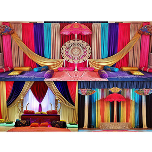 ตกแต่งเวที Mehndi แบบดั้งเดิมเวทีตกแต่งงานแต่งงานเวที Sangeet ด้วยเฉดสีสดใสและมีสีสัน - Product Image 1