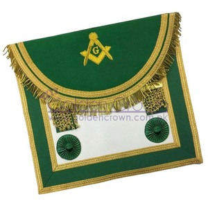 Delantal de cuero Scottish Rite Master Mason, Regalia masónica bordada a mano con insignia para coser, Color verde - Product Image 1