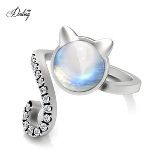 Jewelora — bijou en pierre de lune, anneau ouvert avec queue, mignon, pour femmes et filles, idée cadeau, nouveau, <span class=keywords><strong>2021</strong></span> - Product Image 2