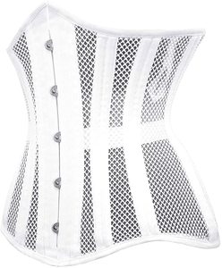 <b>Underbust</b> Mesh Double Steel Boned <b>Corsets</b> Lingerie White <b>Corsets</b> and Bustiers Womens Body Shapers - Product Image 2