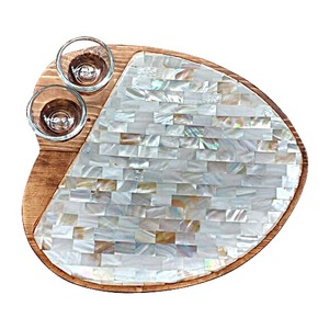 Bandejas para servir de madera de perla Madre al por mayor 25x15cm hoteles certificados EPCH restaurante utensilios de cocina con incrustaciones de hueso decoración India - Product Image 4
