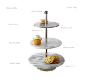 3 Tier Marble And Metal <b>Cake</b> <b>Stand</b> Greatest Quality <b>White</b> Color Sweets Snacks Serving <b>Stand</b> At Lowest Price - Product Image 4