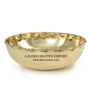 Bol rond plaqué or de luxe avec piédestal décoré pour centre de Table de luxe bol doré - Product Image 5