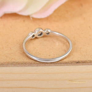 Dainty Fine Women's Jewelry High Quality 925 Sterling Silver Stacking Ring Cubic Zirconia Triple Gemstone Bezel Setting Parties - Product Image 4