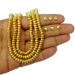 Cepillado de cobre chapado en oro Rondelle granos de forma-8 pulgadas de largo Strand-hallazgo de la joyería del grano - Product Image 1