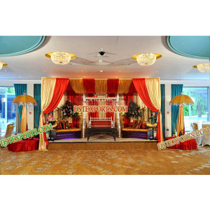 Mehandi-Conjunto de escenario de boda asiática, conjunto de Escenario nocturno musulmán, Mehandi, boda real - Product Image 1