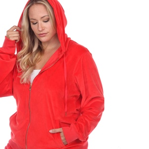 <b>Lounge</b> Wear Women's <b>Plus</b> <b>Size</b> 2 <b>Set</b> Piece Casual Hooded Velour Tracksuit With Zip Velvet Sweatsuit Zipper Hoodie Pocket Pants - Product Image 1