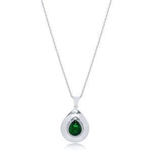 Collier à breloques en forme de goutte avec pierre d'émeraude Vente en gros de bijoux en argent sterling 925 faits à la main turcs - Product Image 2