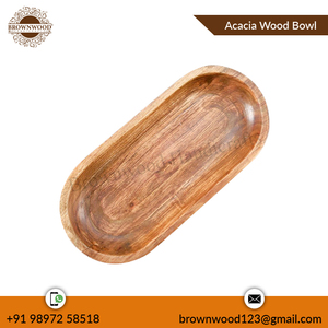 Ensemble de 2 bols de service en bois d'acacia finis non toxiques fabriqués à la main du fabricant et exportateur indien au meilleur prix compétitif - Product Image 3