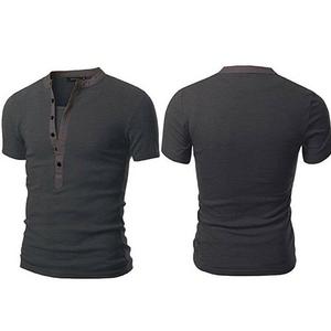 Impression personnalisée 100% coton T-shirt décontracté hommes sport à manches courtes Slim Fit imprimé col en V T-Shirt hauts respirant Muscle Tee - Product Image 1