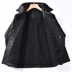 Nouvelle chemise en cuir solide à col rabattu personnalisée Fabrication de mode Chemise en cuir - Product Image 3
