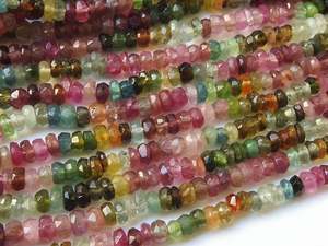 Nouvel arrivage de 5mm de perles rondes à facettes en tourmaline naturelle 14 pouces brin en vrac multi couleur pierre fabrication de bijoux prix de gros - Product Image 3