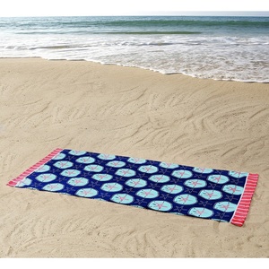 Serviettes de plage 100% coton biologique multicolore avec certificat Gots Ensemble de serviettes de nettoyage gaufrées à séchage rapide avec logo personnalisé pour l'extérieur - Product Image 5