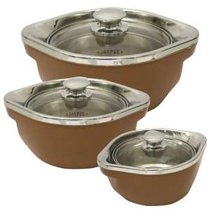 3PCS Batterie de cuisine à induction en acier inoxydable Masterclass Premium Cookware Casserole en acier inoxydable - Product Image 1